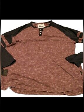 Zimego Men’s XXL Maroon Long Sleeve Henley Shirt Casual Lounge Pullover